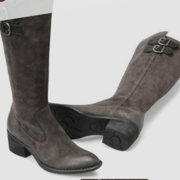 Born Shoes - BORN BRAND BOOTS! BASIL !! Charcoal Suede Over the Knee Boots!!